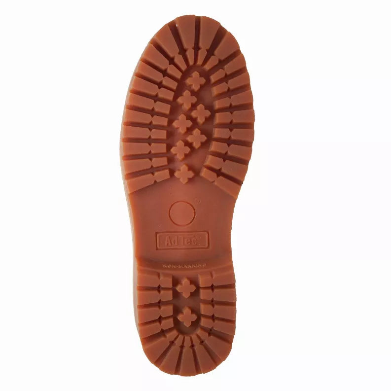 Rubber outsole with deep traction lugs and center tread