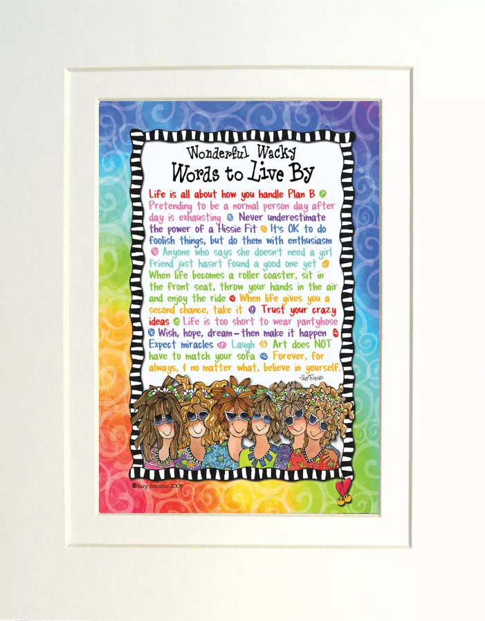 Framed wisdom-themed art print with colorful cartoon crowd and quote text