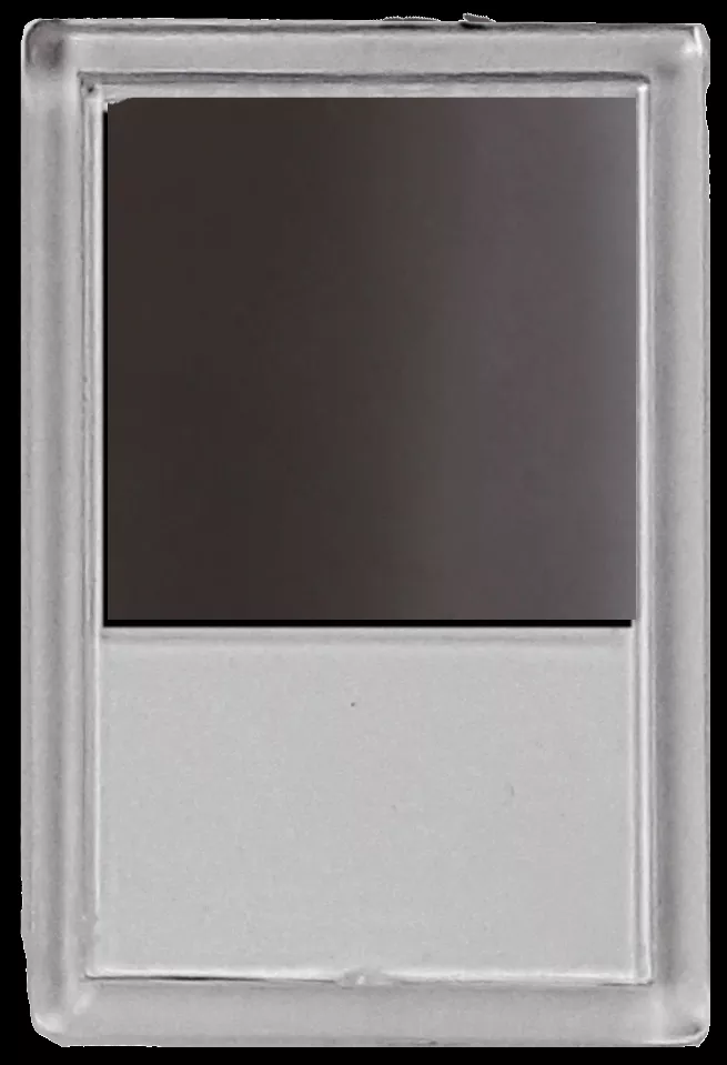 Silver square magnetic frame with blank dark window