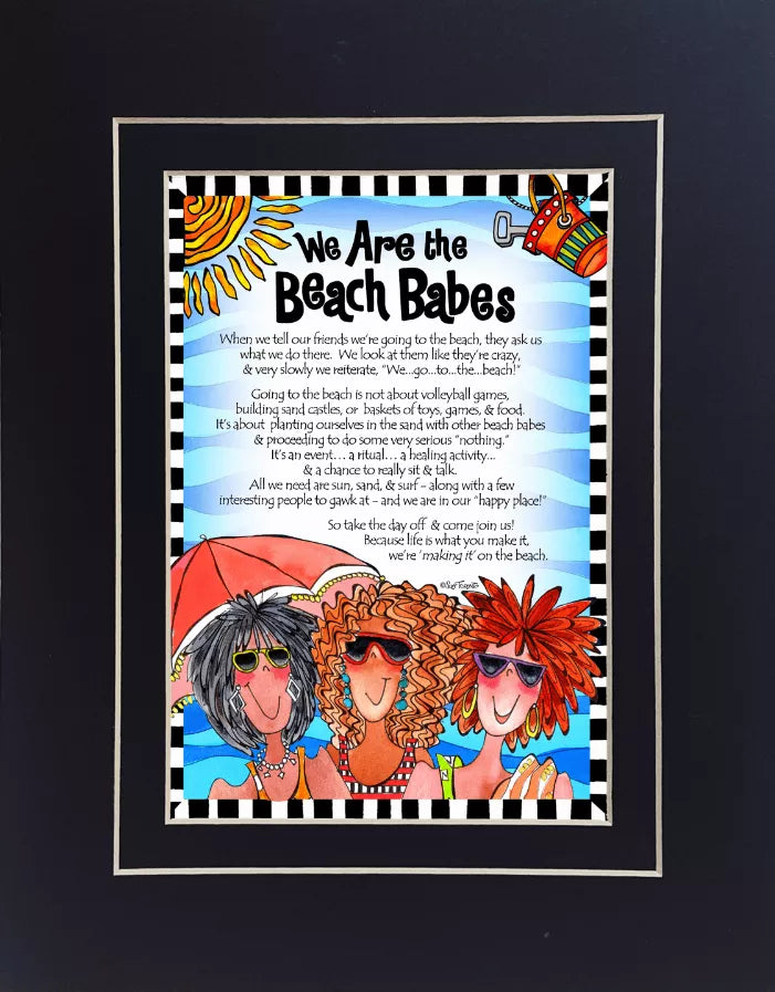 Framed beach-themed wall art with three beach babes and 'We Are the Beach Rabes' text
