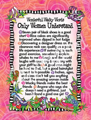 Colorful wacky note card: 'Only Women Understand' and butterfly zigzag border