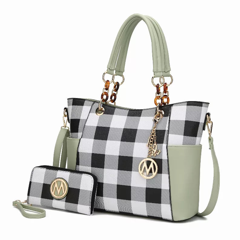 Bonita Checker Tote Bag & Wallet - Bags & Wallets