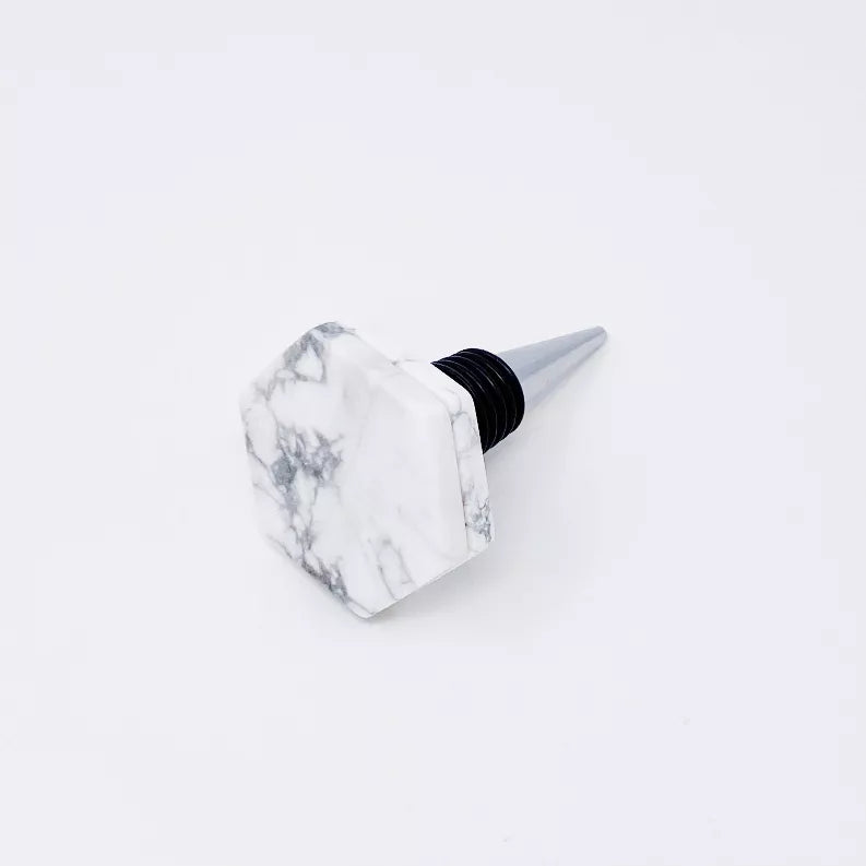 Another Class Hexagon Stone Wine Stopper By Young - White Marble / 1 - Home Decor
