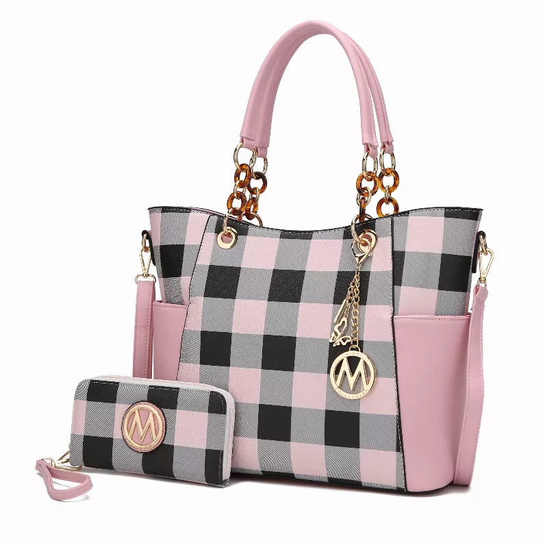 Bonita Checker Tote Bag & Wallet - Bags & Wallets