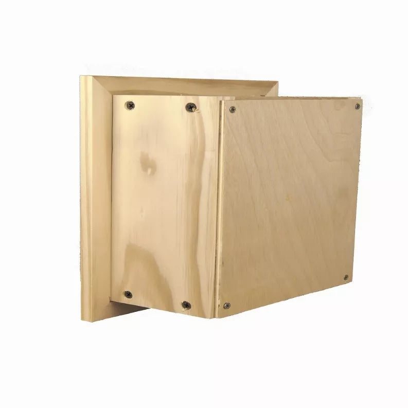 Solid wood recessed toilet paper holder frame with side hardware and screws