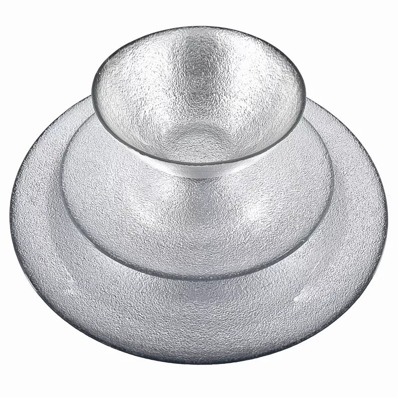 AURA 12PC Gilded Glass Dinnerware Set - Silver / 12 piece - Home Decor