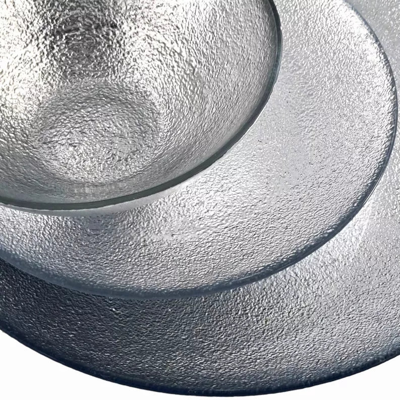 AURA 12PC Gilded Glass Dinnerware Set - Silver / 12 piece - Home Decor