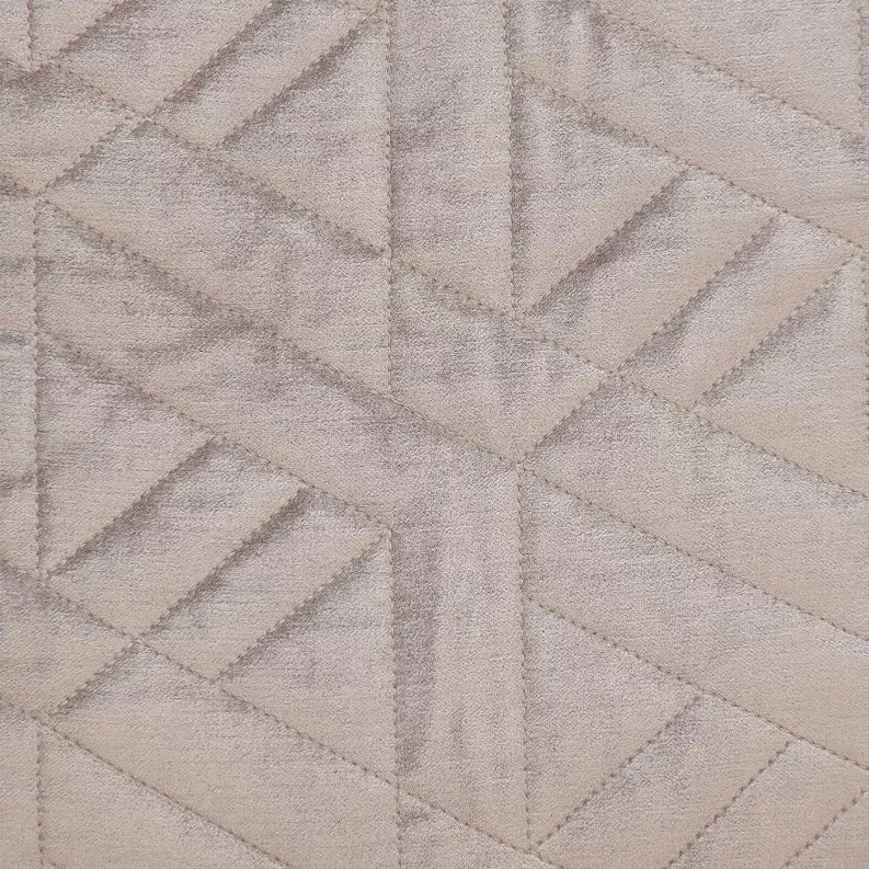 Taupe quilted pillow cover with diamond and stripe channel stitching texture