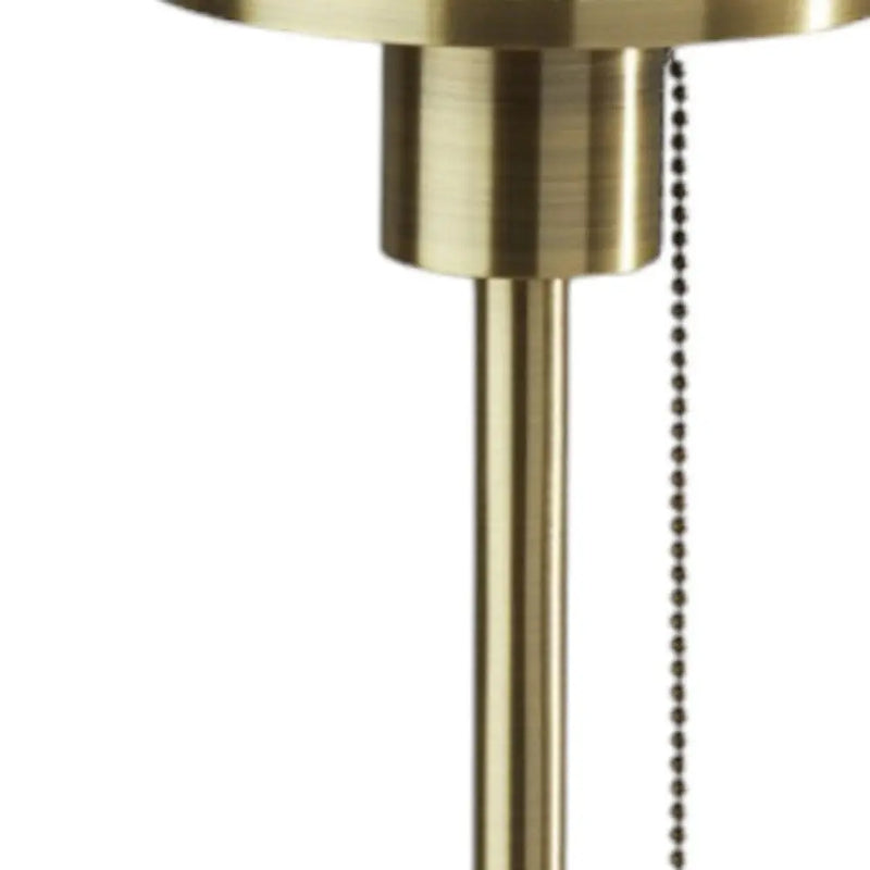 22" Antiqued Brass Table Lamp With White Ribbed Frosted Glass Dome Shade - GreatEagleInc