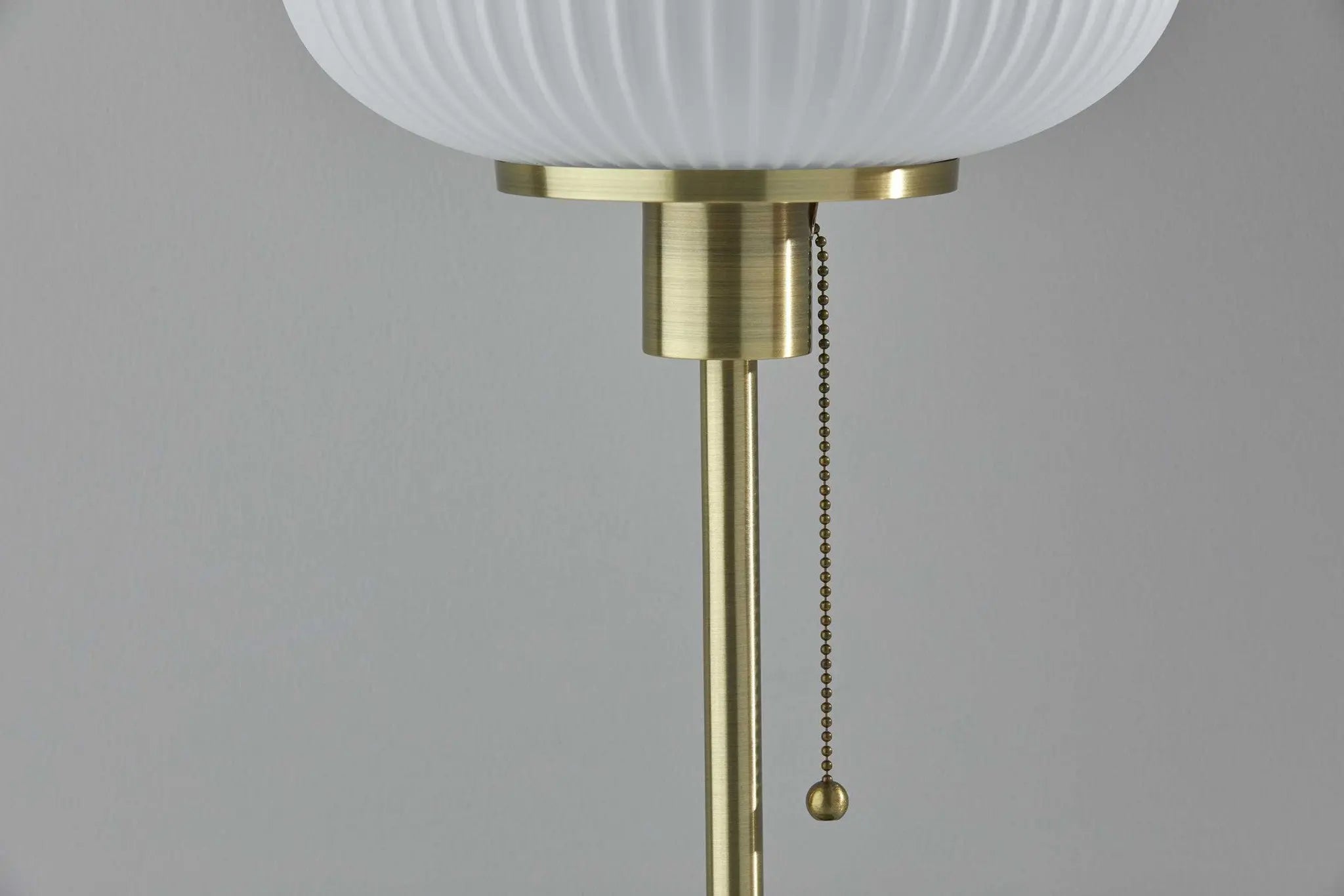 22" Antiqued Brass Table Lamp With White Ribbed Frosted Glass Dome Shade - GreatEagleInc