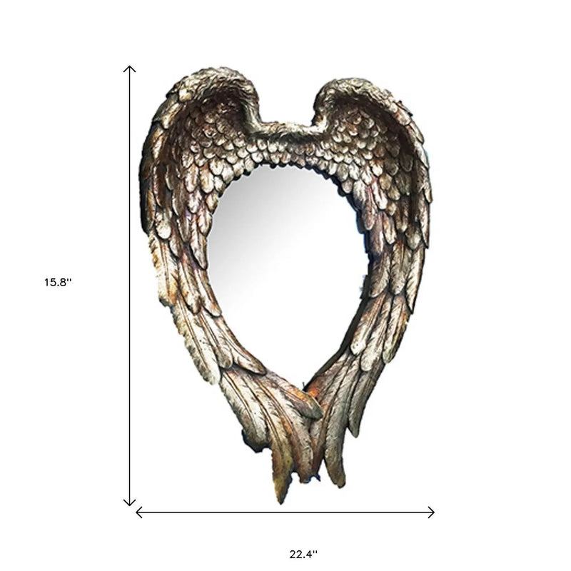 22" Antiqued Gold Heart Resin Framed Accent Mirror Homeroots Bed & Bath