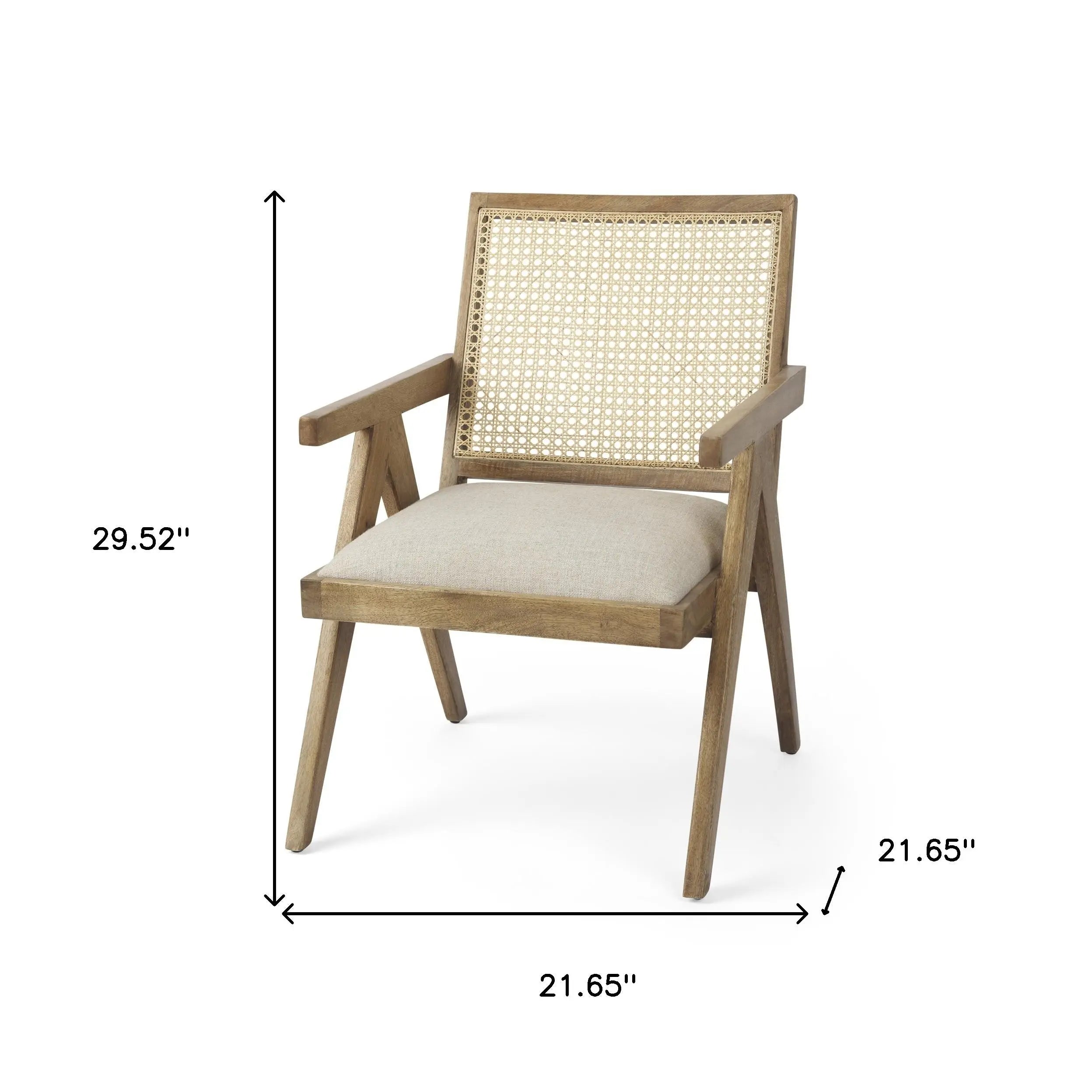 22" Beige and Natural Linen and Solid Wood Arm Chair Homeroots Living Room