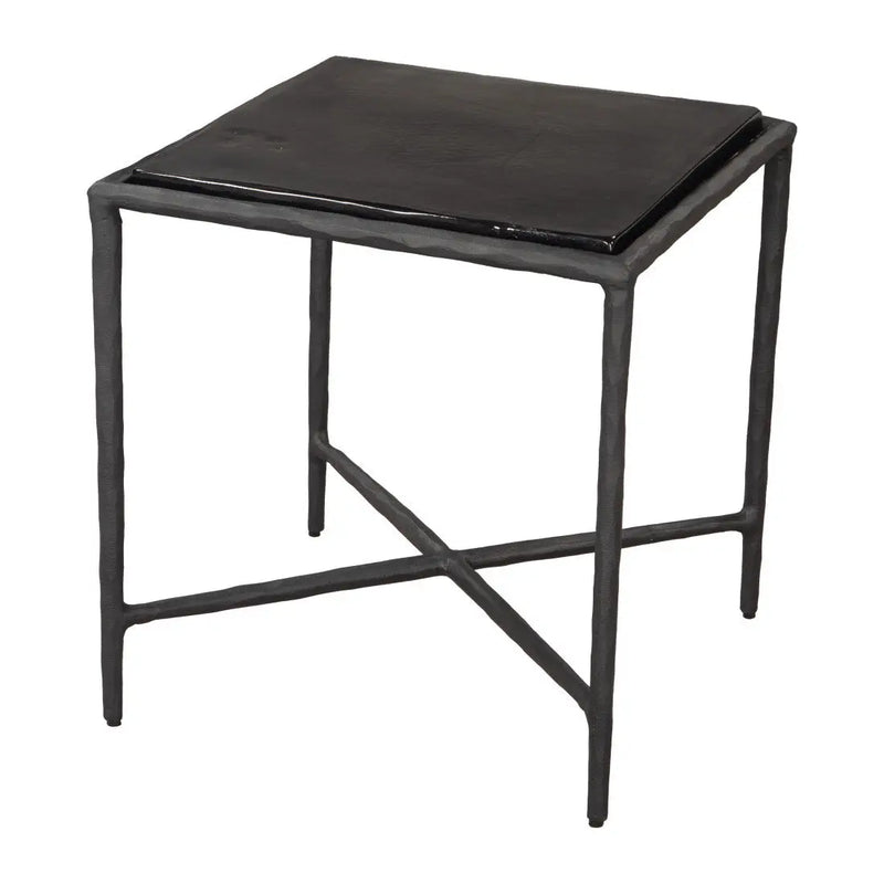 22" Black Aluminum Free Form Pedestal End Table Homeroots Living Room
