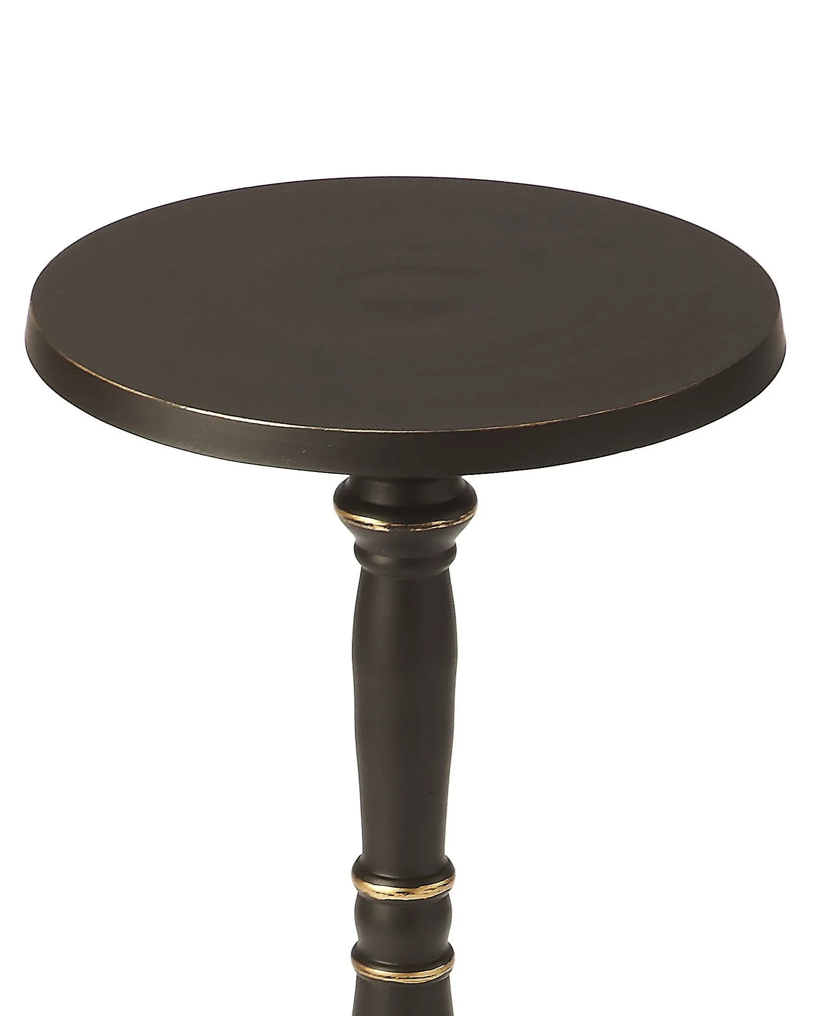 22" Black Aluminum Round Drink Size Pedestal End Table - GreatEagleInc