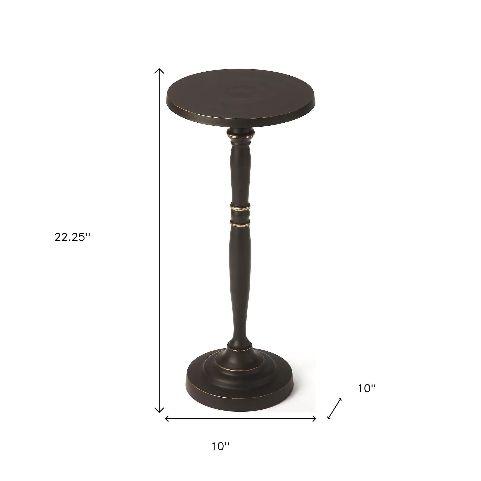 22" Black Aluminum Round Drink Size Pedestal End Table - GreatEagleInc