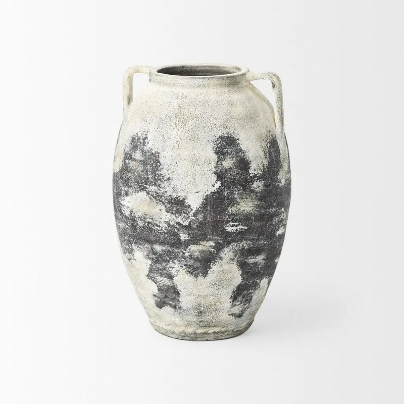 22" Black And White Ombre Ceramic Amphora Floor Vase Homeroots Home Decor