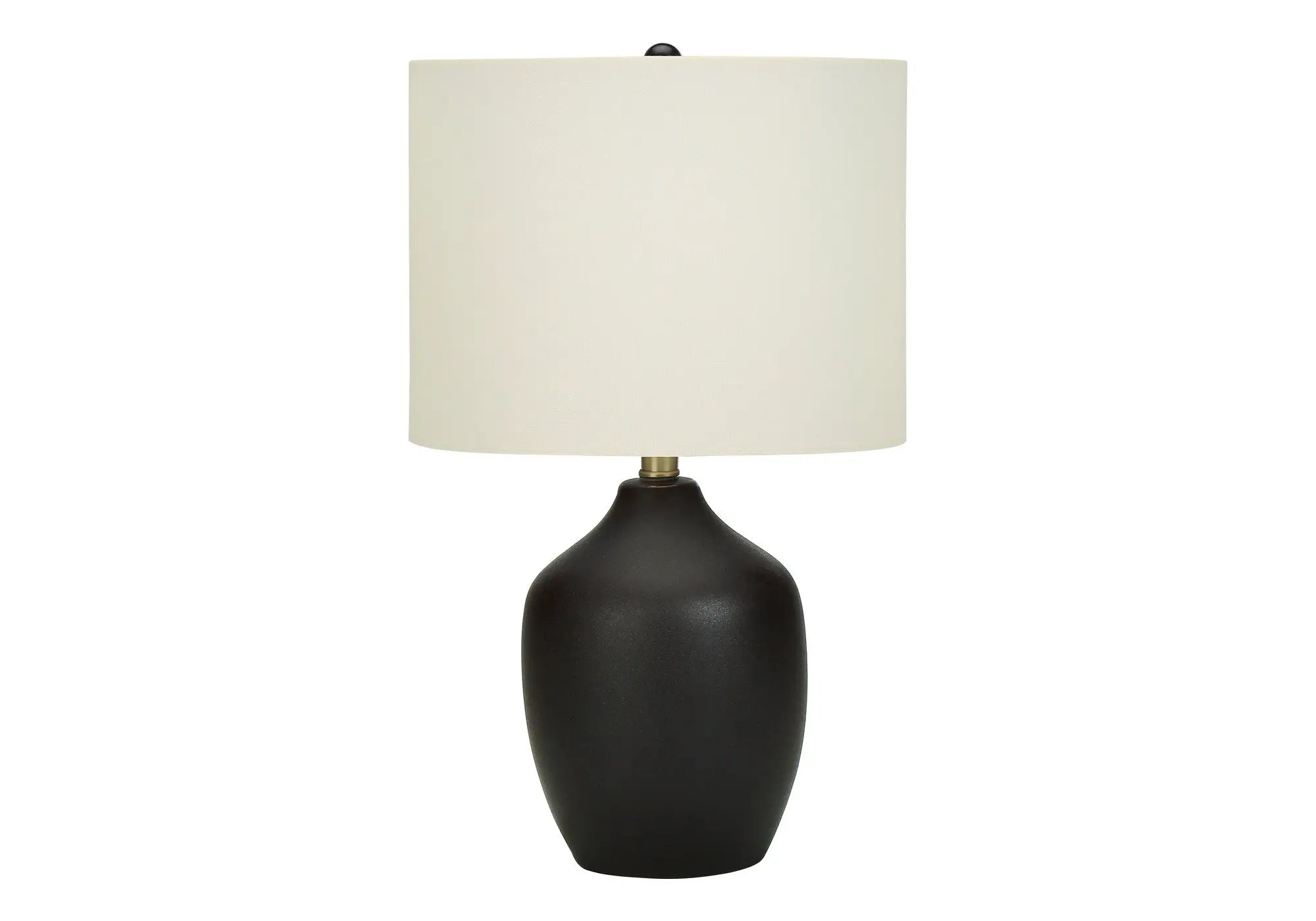 22" Black Ceramic Urn Table Lamp With Ivory Drum Shade Homeroots Lighting