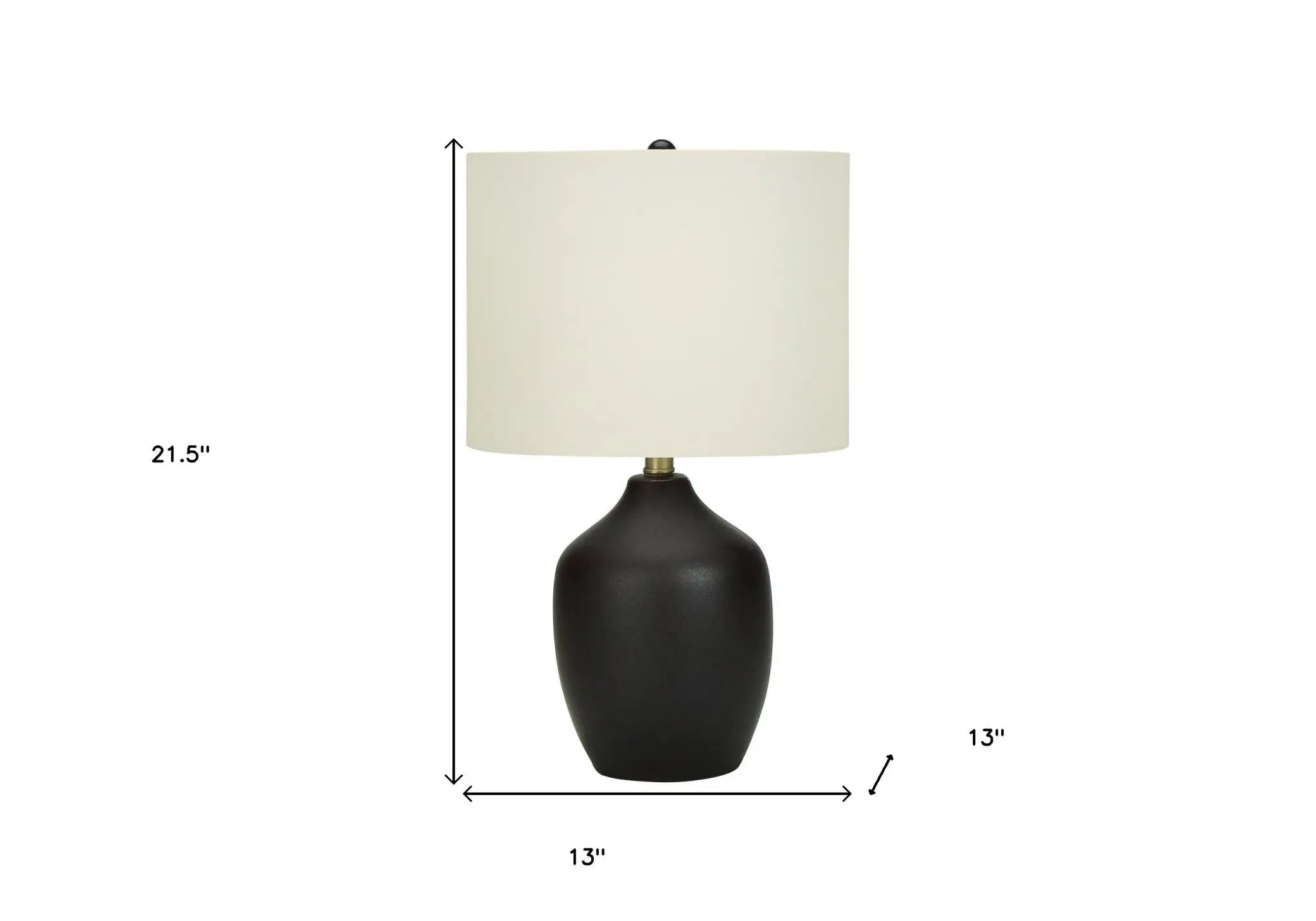 22" Black Ceramic Urn Table Lamp With Ivory Drum Shade Homeroots Lighting