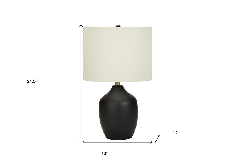 22" Black Ceramic Urn Table Lamp With Ivory Drum Shade Homeroots Lighting