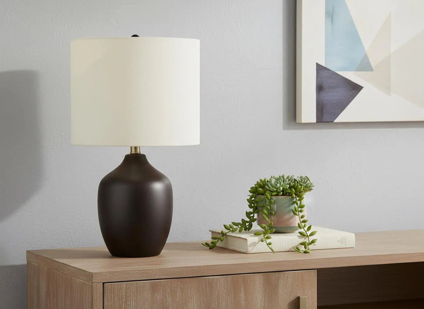 22" Black Ceramic Urn Table Lamp With Ivory Drum Shade Homeroots Lighting