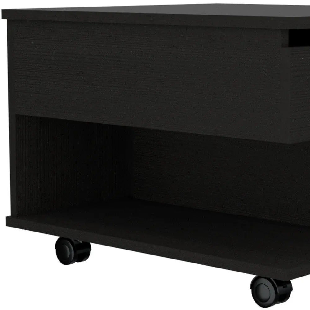 22" Black Manufactured Wood Rectangular Lift Top Coffee Table With Drawer Homeroots Living Room