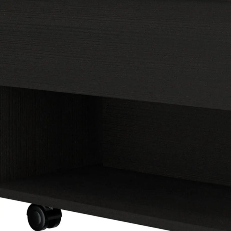 22" Black Manufactured Wood Rectangular Lift Top Coffee Table With Drawer Homeroots Living Room