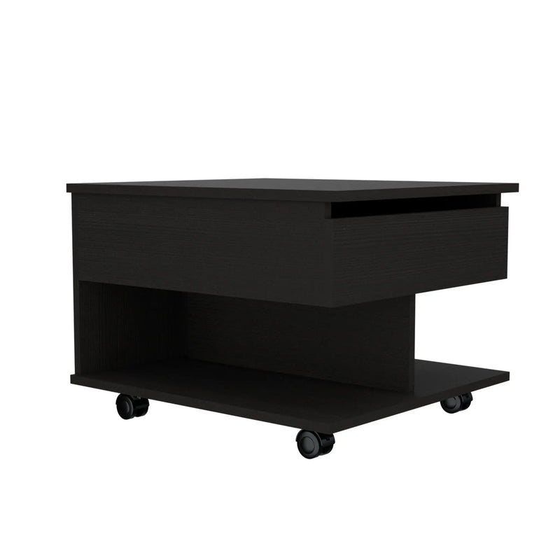 22" Black Manufactured Wood Rectangular Lift Top Coffee Table With Drawer Homeroots Living Room