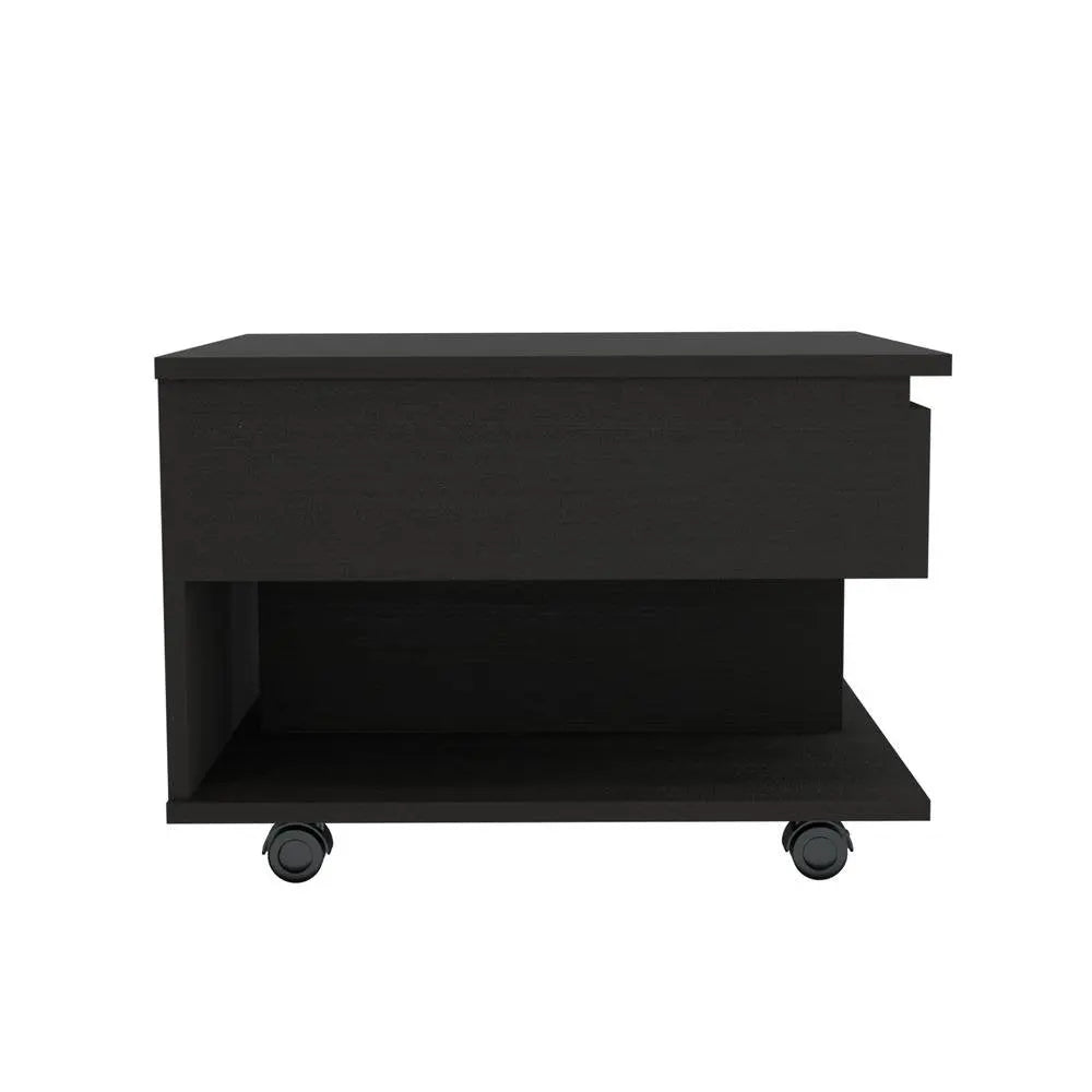 22" Black Manufactured Wood Rectangular Lift Top Coffee Table With Drawer Homeroots Living Room
