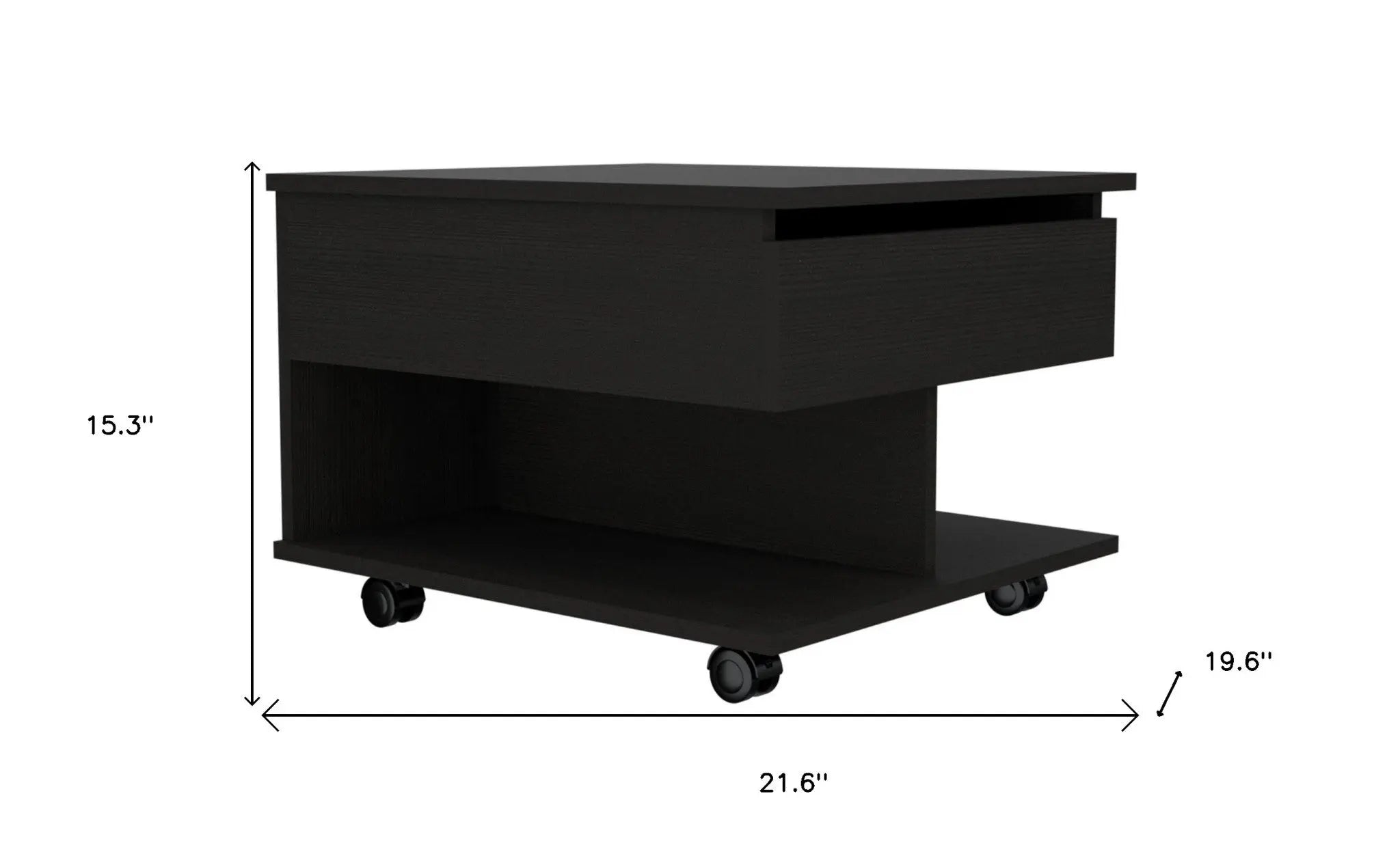 22" Black Manufactured Wood Rectangular Lift Top Coffee Table With Drawer Homeroots Living Room