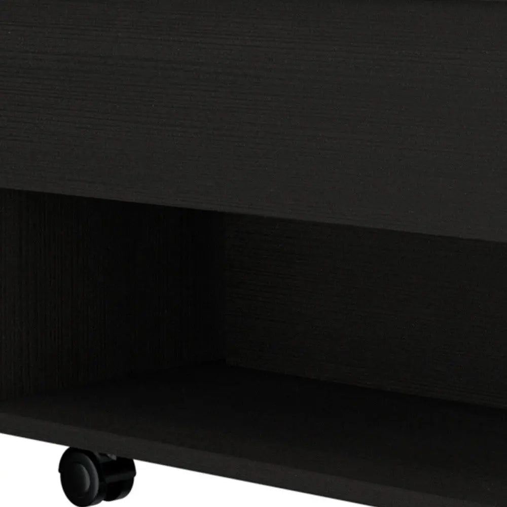 22" Black Manufactured Wood Rectangular Lift Top Coffee Table With Drawer Homeroots Living Room