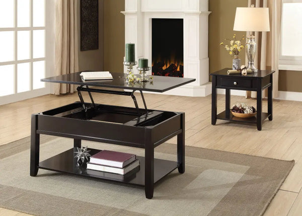 22" Black Manufactured Wood Square End Table With Drawer With Shelf Homeroots Living Room