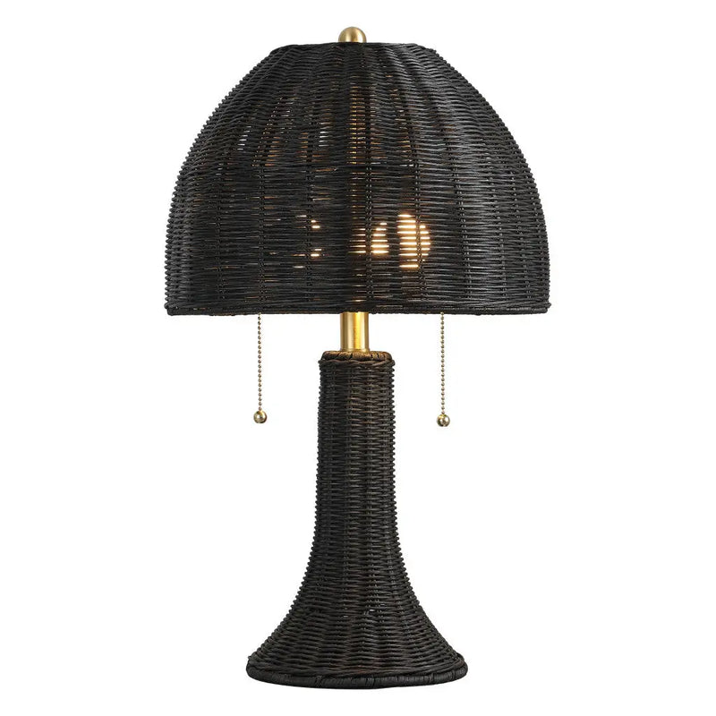 22" Black Round Bedside Lamp With Dome Shade Homeroots Lighting