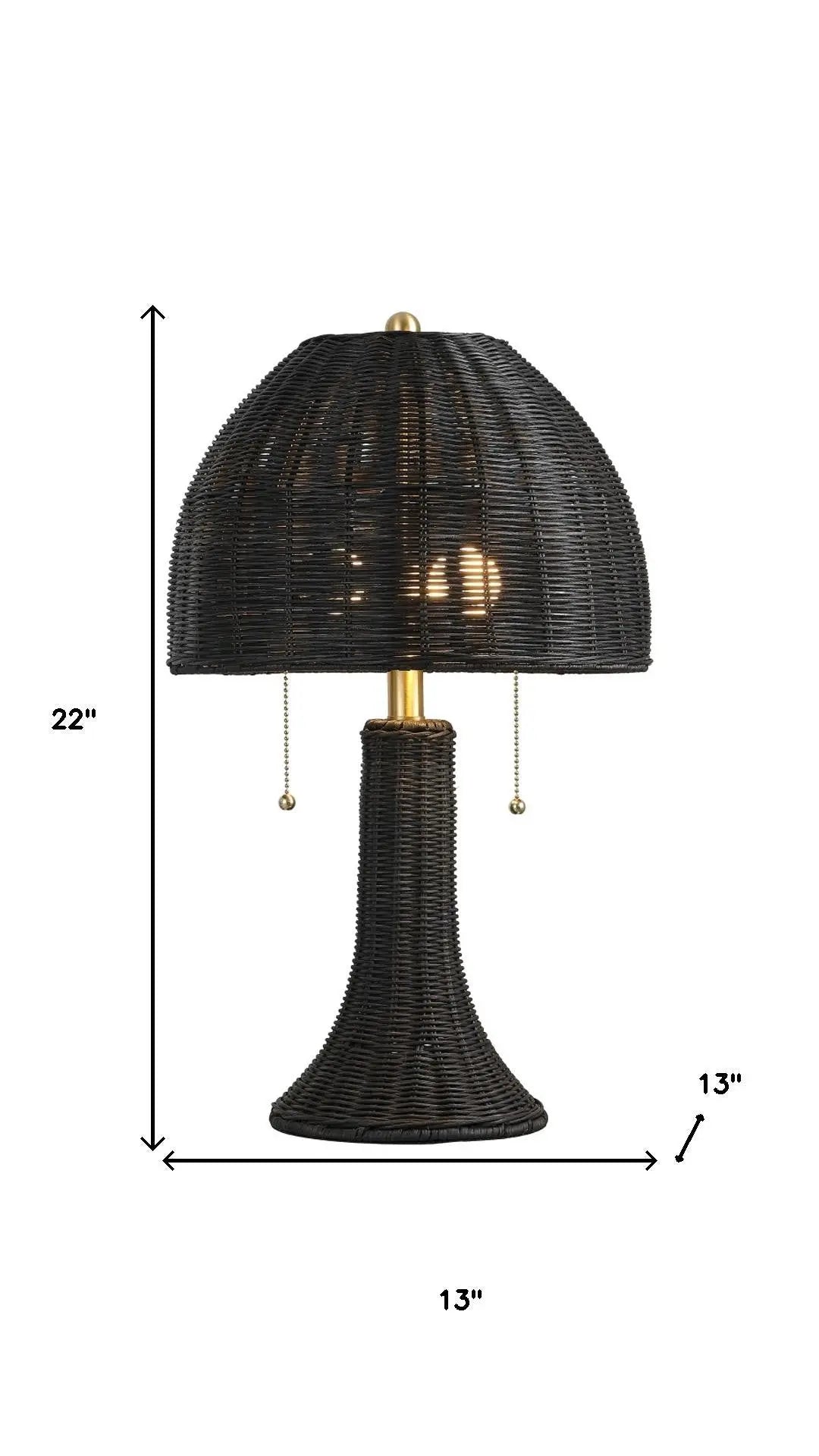 22" Black Round Bedside Lamp With Dome Shade Homeroots Lighting