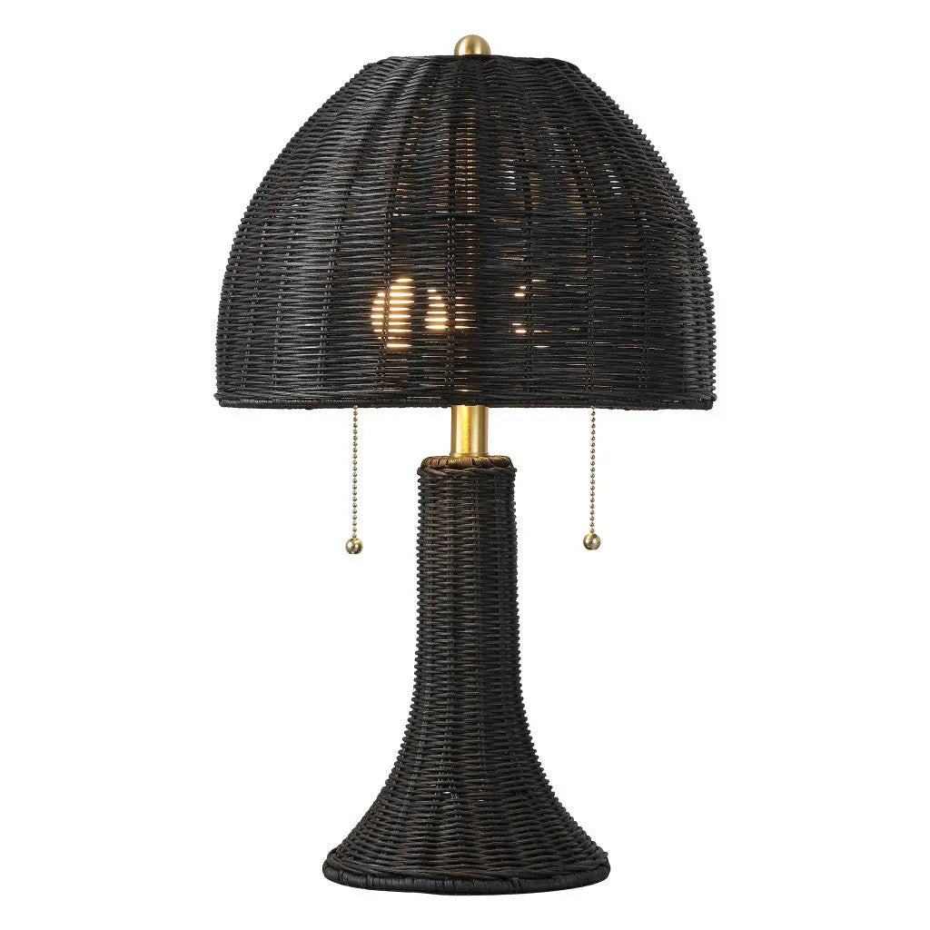 22" Black Round Bedside Lamp With Dome Shade Homeroots Lighting
