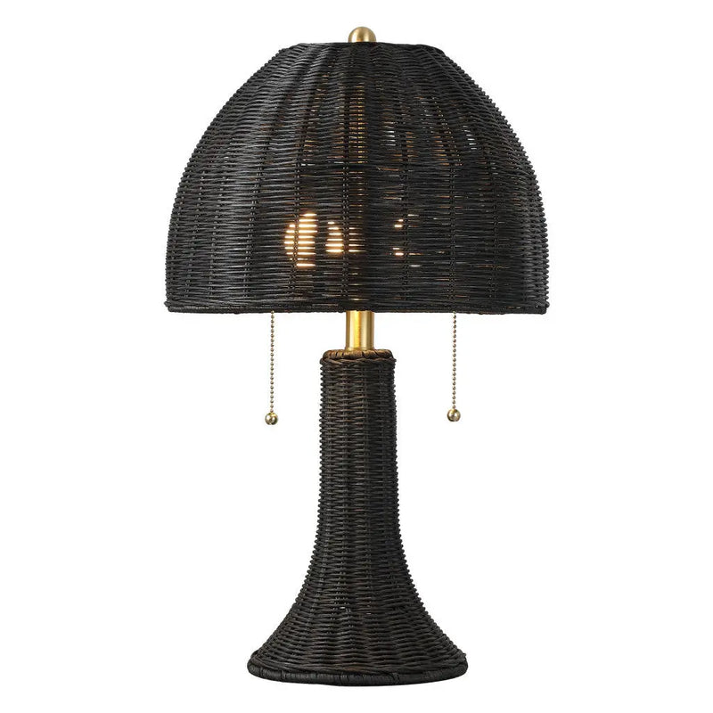 22" Black Round Bedside Lamp With Dome Shade Homeroots Lighting