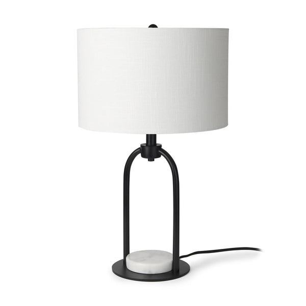 22" Black Round Bedside Lamp With Drum Shade Homeroots Lighting