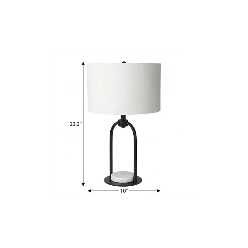 22" Black Round Bedside Lamp With Drum Shade Homeroots Lighting