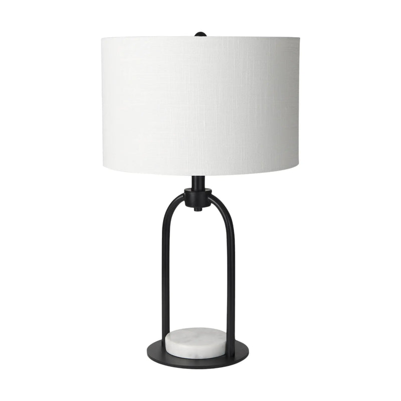 22" Black Round Bedside Lamp With Drum Shade Homeroots Lighting