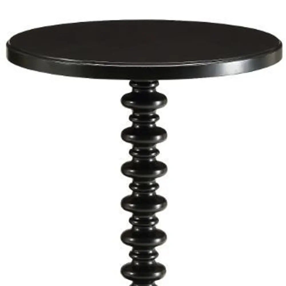 22" Black Solid Wood Round End Table Homeroots Living Room
