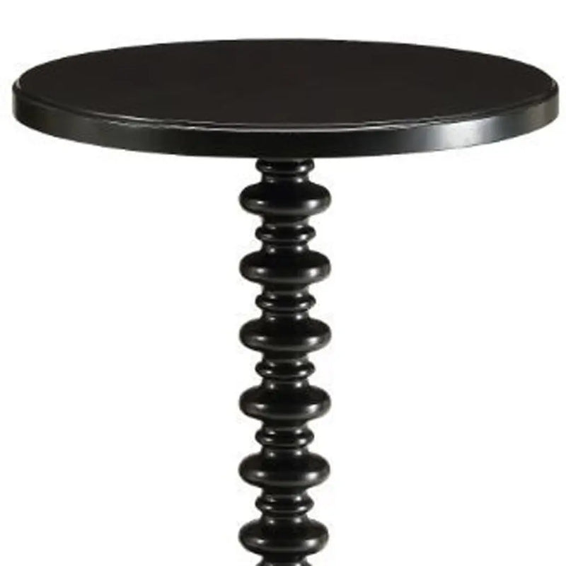 22" Black Solid Wood Round End Table Homeroots Living Room