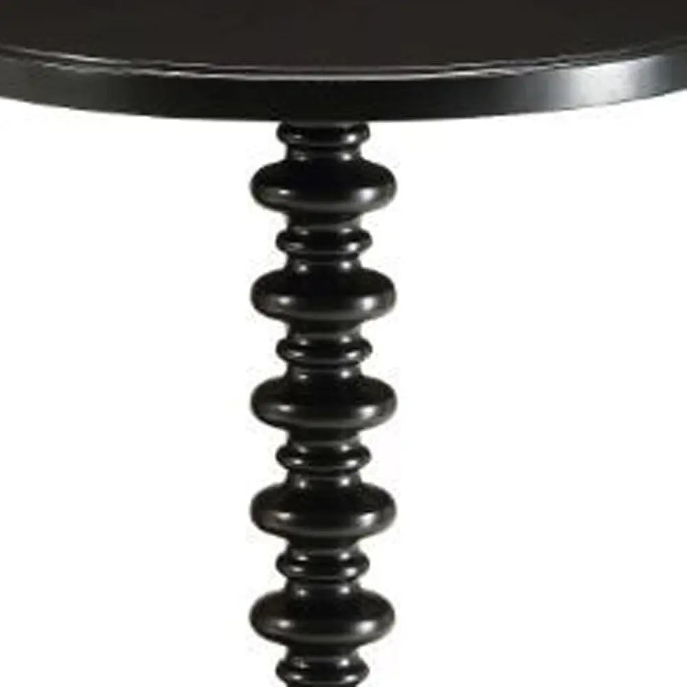 22" Black Solid Wood Round End Table Homeroots Living Room