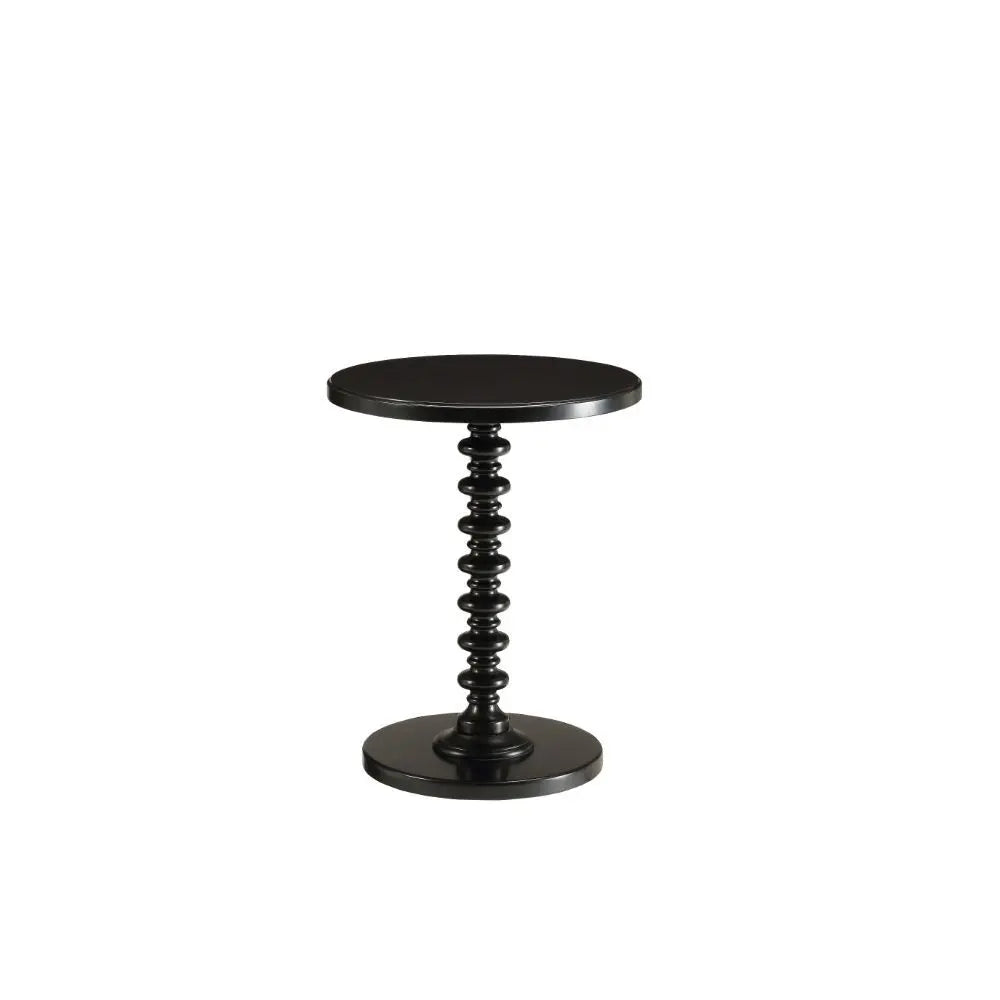 22" Black Solid Wood Round End Table Homeroots Living Room