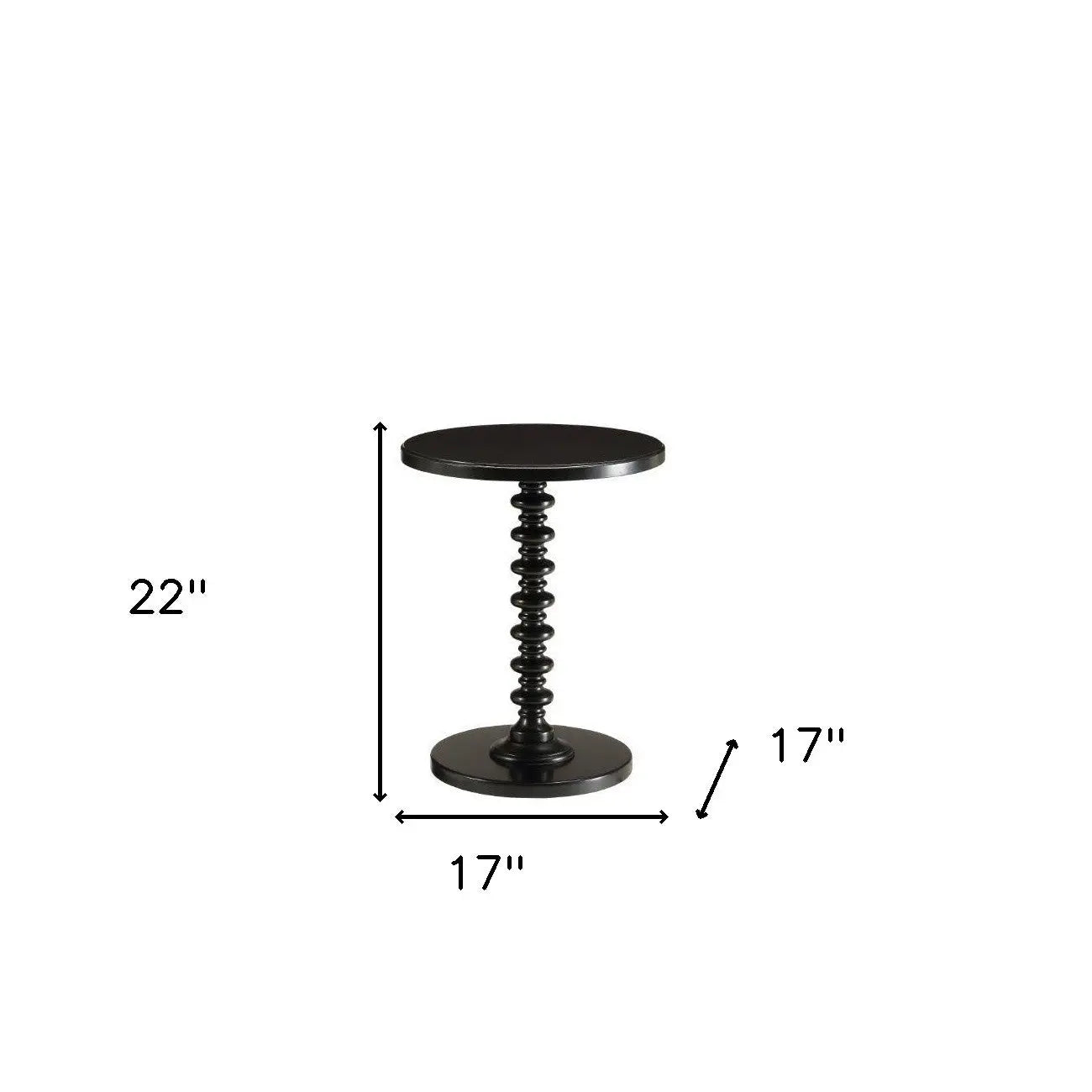 22" Black Solid Wood Round End Table Homeroots Living Room