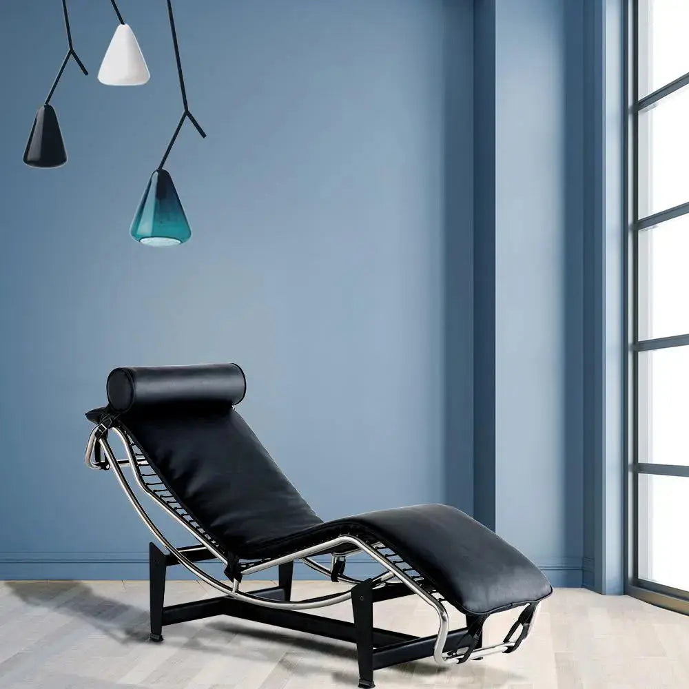 22" Black Tufted Genuine Cowhide and Metal Lounge Chair And Toss Pillow Homeroots Living Room