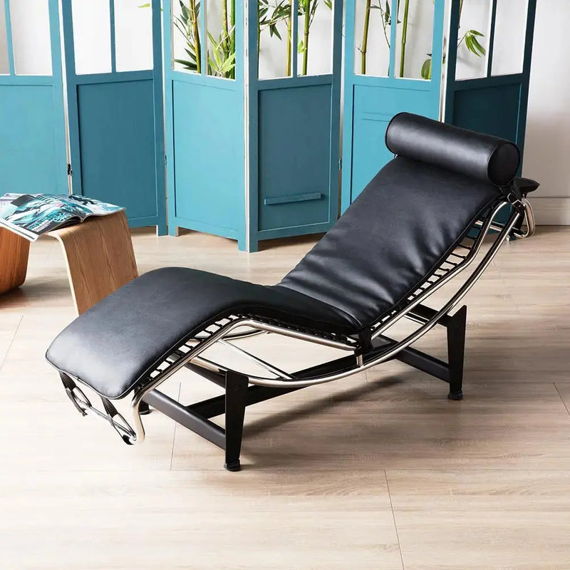 22" Black Tufted Genuine Cowhide and Metal Lounge Chair And Toss Pillow Homeroots Living Room