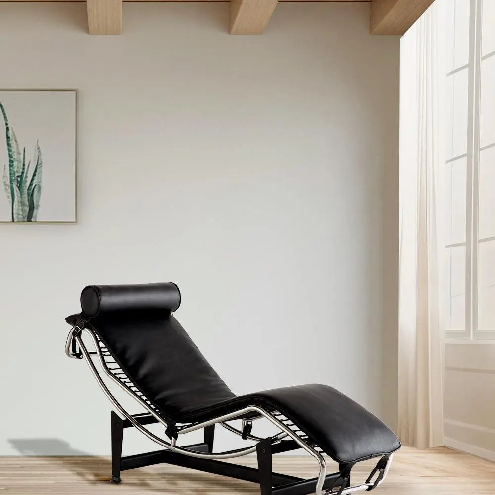 22" Black Tufted Genuine Cowhide and Metal Lounge Chair And Toss Pillow Homeroots Living Room