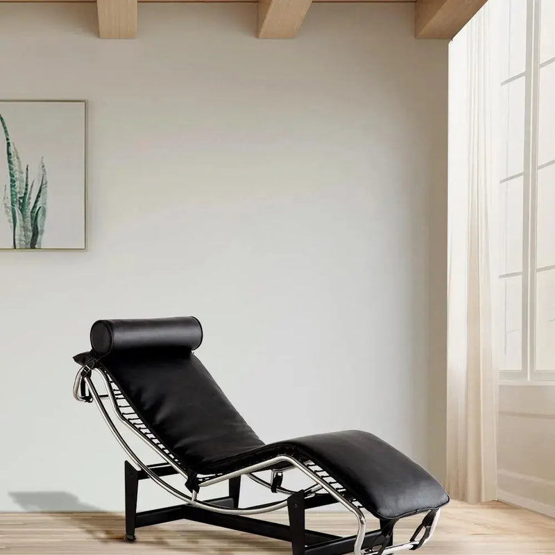22" Black Tufted Genuine Cowhide and Metal Lounge Chair And Toss Pillow Homeroots Living Room