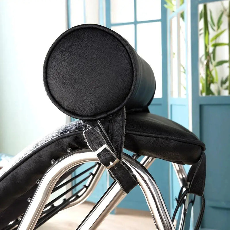 22" Black Tufted Genuine Cowhide and Metal Lounge Chair And Toss Pillow Homeroots Living Room