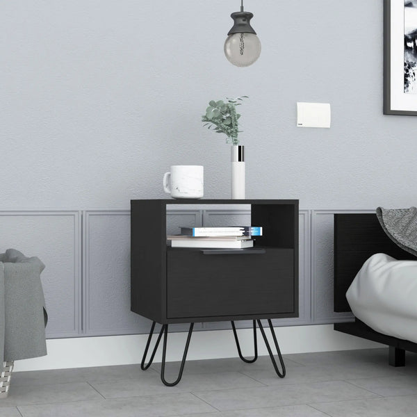 22" Black Wood Nightstand Homeroots Bed & Bath