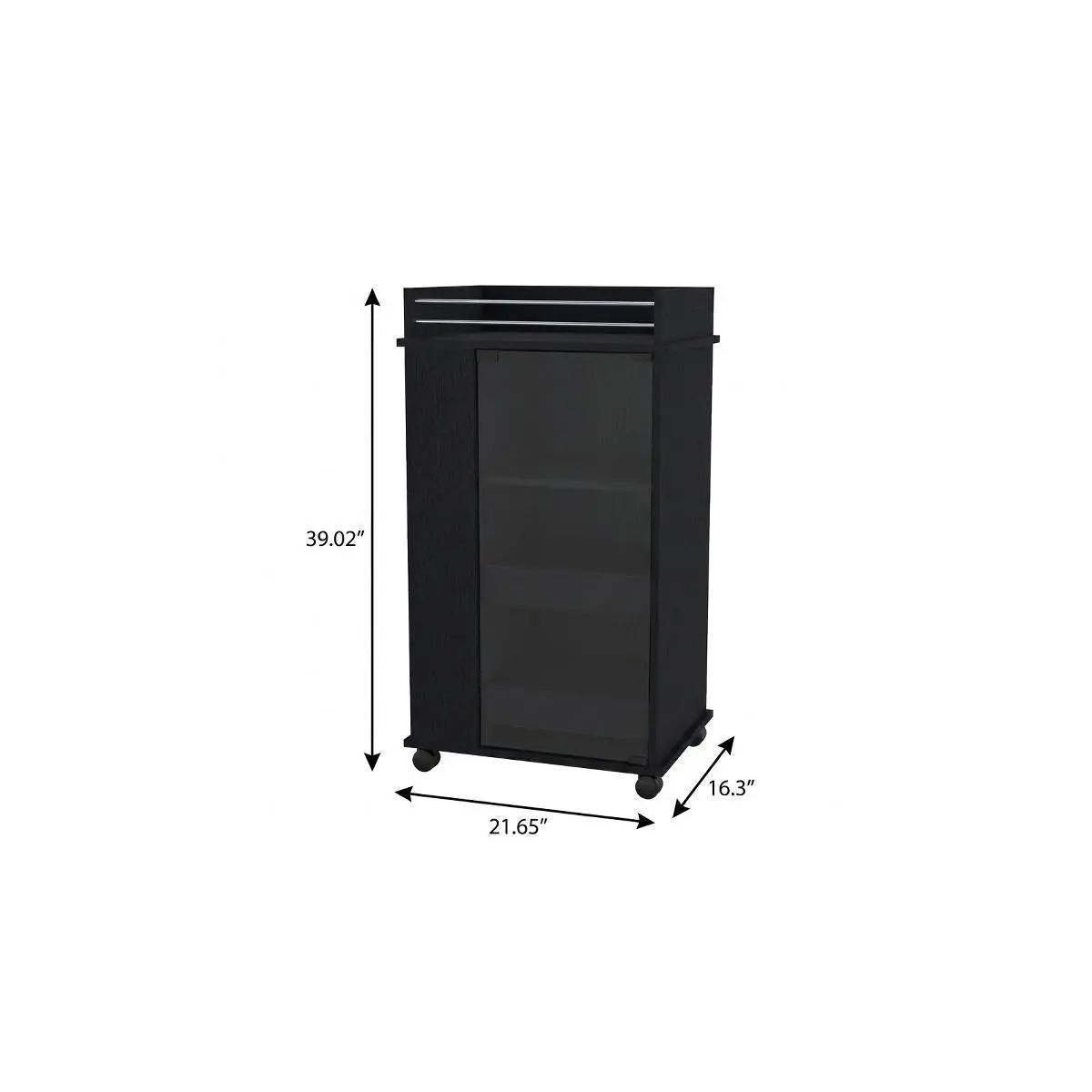 22" Black Wood Rolling Bar Cart Homeroots Kitchen & Dining